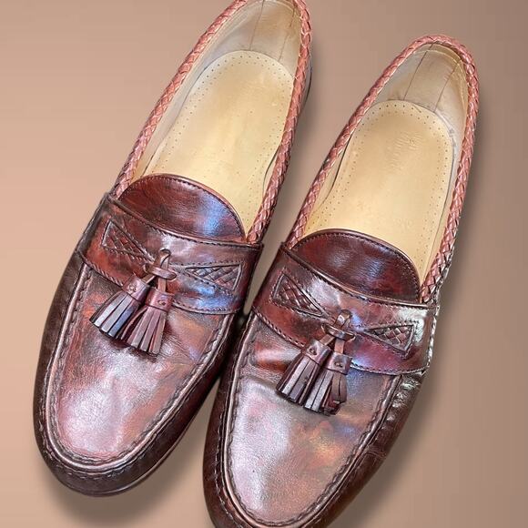 Men's 13D ALLEN EDMONDS Maxfield Dark Chili Leather Tassel Loafers With Box EUC - Picture 2 of 11